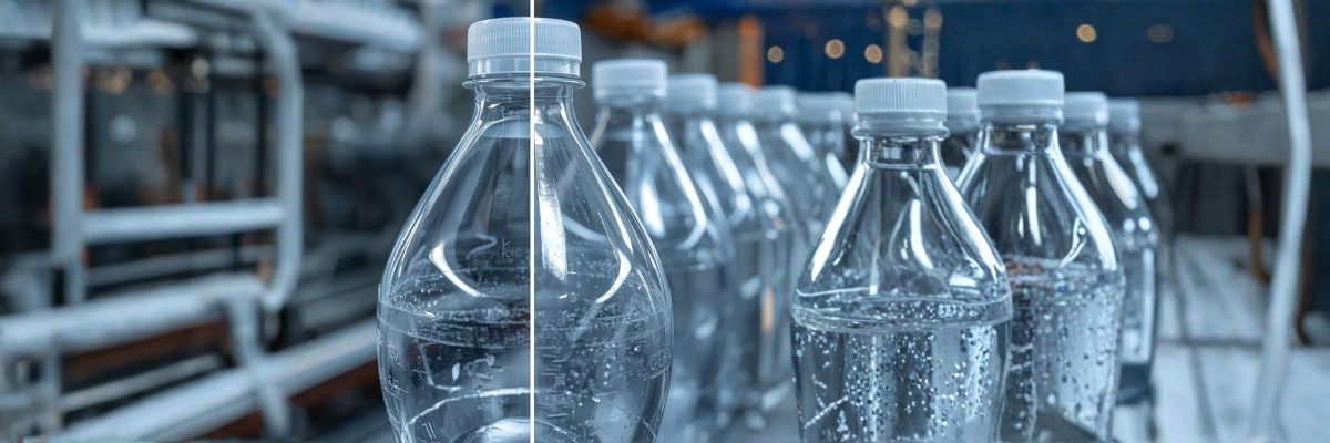 Improving the surface of a (freshly blown) PET bottle without the use of additives